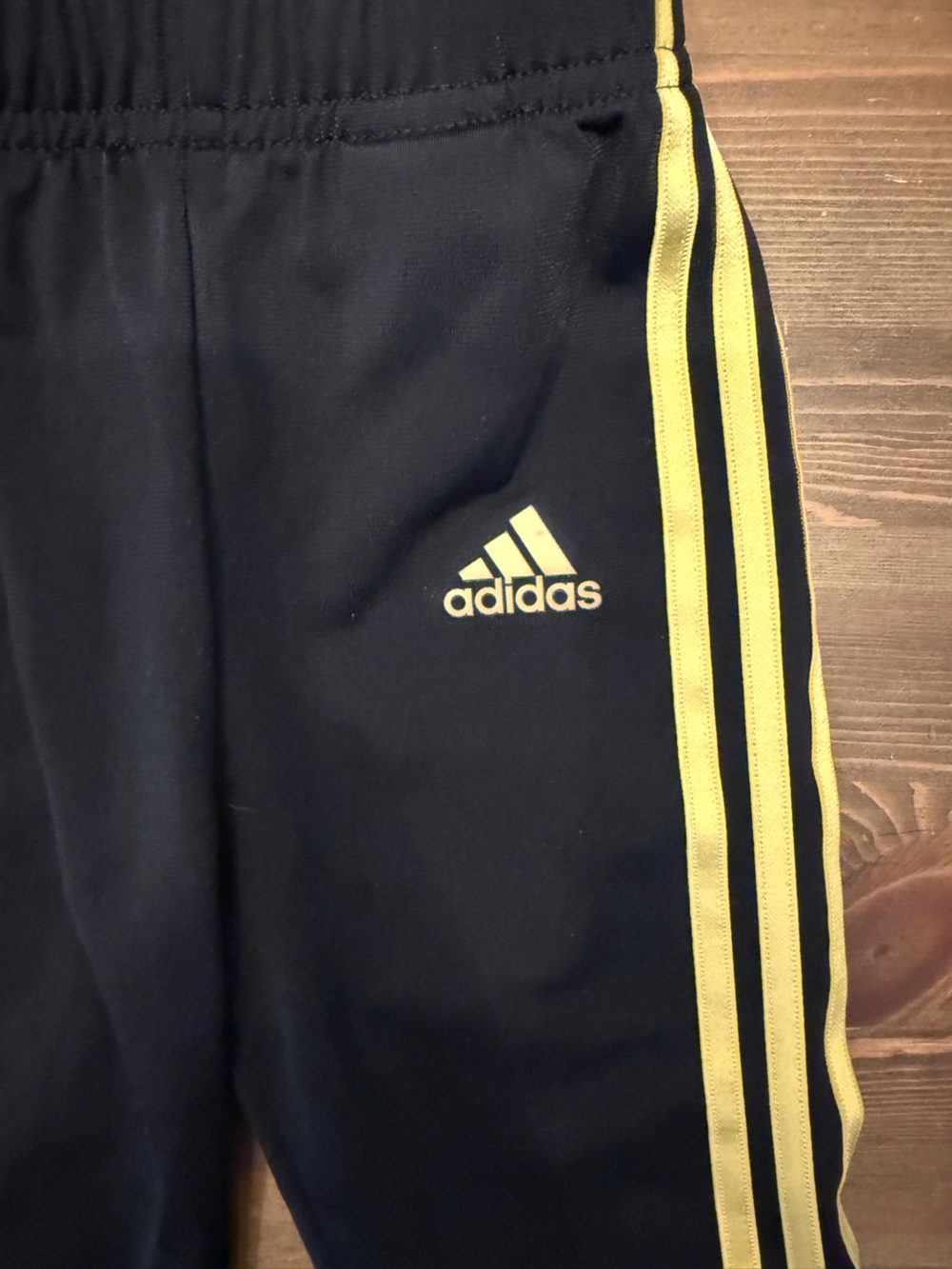 adidas Black Sweatpants with Gold Stripes (12M) - Picture 3 of 5